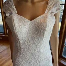 * Morilee Iv Lace Fit Flared Corset Cap Sleeve Bridal Gown Wedding Dress Size 2