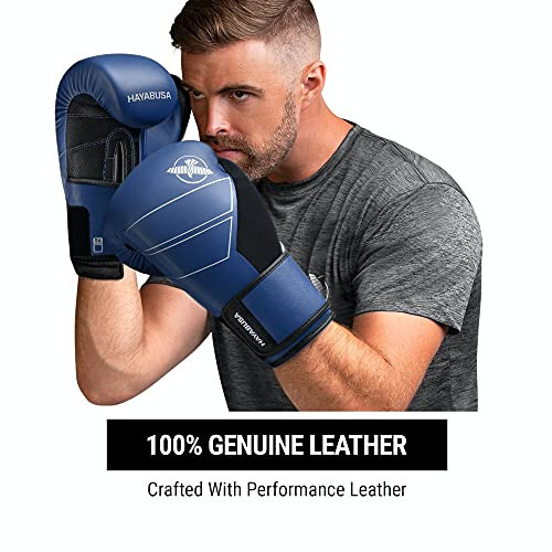Hayabusa S4 Guantoni da boxe in pelle per uomo e donna - Blu, 16 oz - Foto 2 di 5