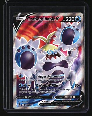 crabominable v pokemon card value 076/264 holofoil pattern or surface detail) Pokemon TCG Fusion Strike Crabominable