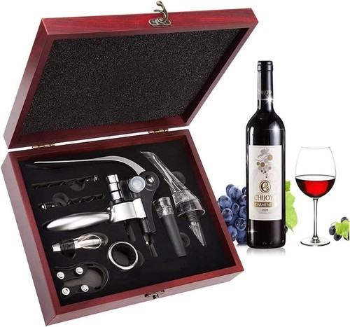 Elegant Wine Accessories Kit with Corkscrew, Foil Cutter & Wooden Gift Box - Picture 3 of 10