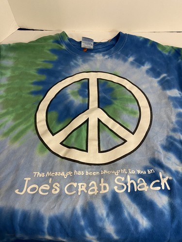 Vintage Joe's Crab Shack Tie Dye T-shirt Peace Love & Crabs Size Large - Picture 2 of 3