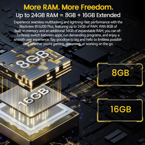 Blackview Android14 BV6200 Plus Rugged Phone 24GB 256GB 11000mAh NFC Smartphone - Picture 4 of 27