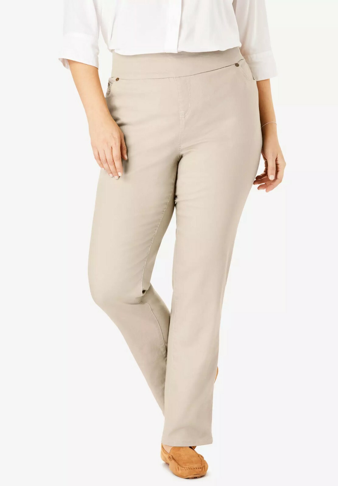 Women's Plus Woman Within Straight Leg Smooth Waist Jean Khaki 26W Petite  NWOT | eBay