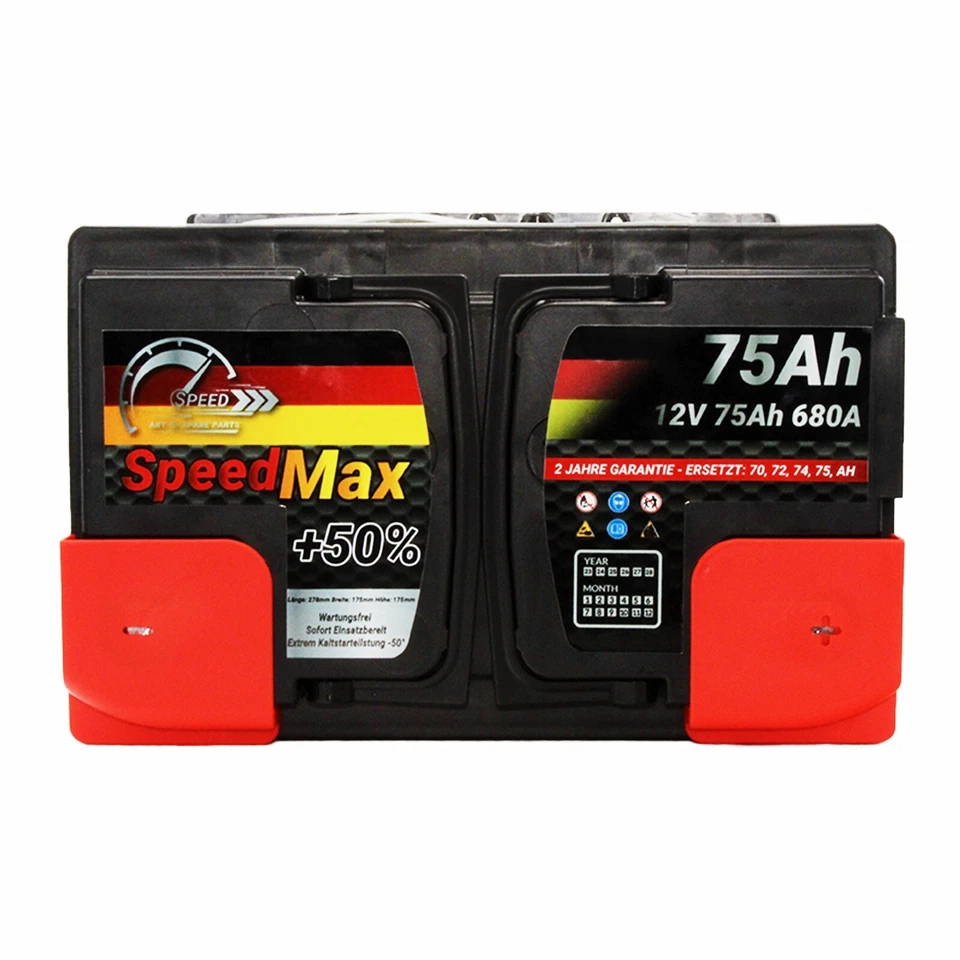 Batteria auto SPEED MAX 75Ah 680A 12V L3B Bassa = Fiamm Varta Bosch Exide 74 ah - Immagine 3 di 4