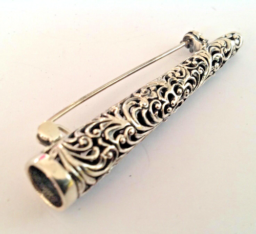 Gents Sterling Silver posy flower holder Lapel Brooch Tussie Mussie Pin BN - Picture 2 of 5
