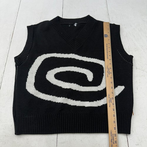 Topman Black Swirl Graphic Sleeveless V Neck Knit Vest Men Size Medium - Picture 4 of 6