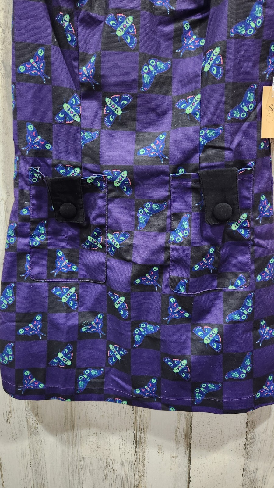 SMAK PARLOUR Death Head Moth 1960's Shift Dress Purple & Black Size SMALL**NWT**