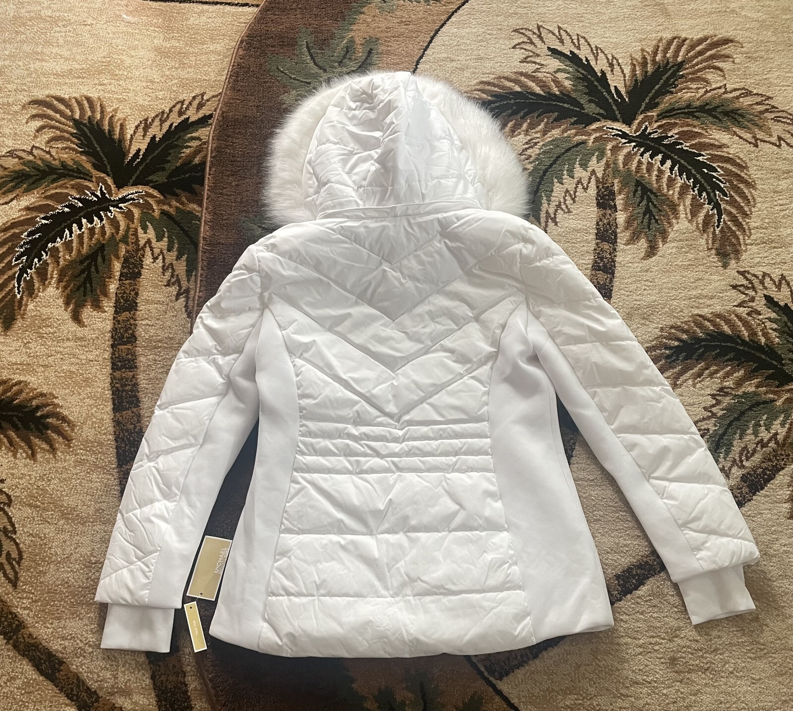 Stunning Michael Kors White Winter Coat Designer MK Jacket Size XL