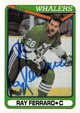 Ray Ferraro autographed Hockey Card (Hartford Whalers, SC) 1990 Topps #336