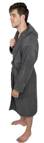 New Men Hooded Bathrobes 100% Terry Cotton Shawl Toweling Dressing Gown Spa Robe - Picture 26 of 38