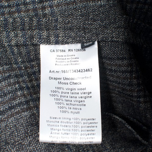 J. Lindeberg EU50R Men's Draper Sport Coat Gray Check Wool Plaid Slim Fit - Picture 5 of 6