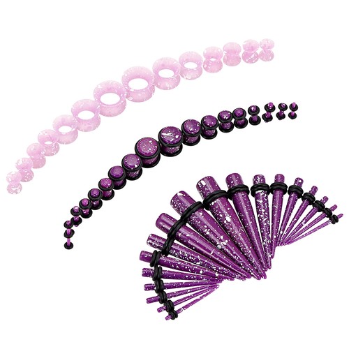 50Pcs Ear Stretching Kit Acrylic Spots Taper Plug & Silicone Tunnel Set 14G-00G - Picture 8 of 10