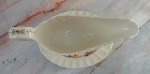 Vtg Copeland Spode "Rose Briar" Gravy Boat with Attached Underplate - Picture 6 of 7