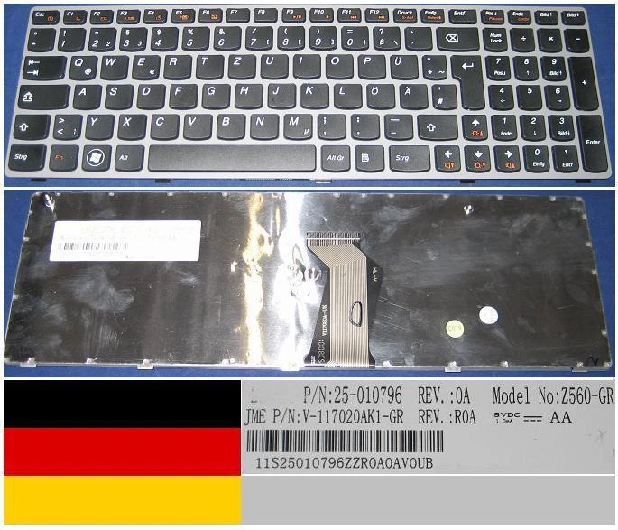 Clavier Qwertz Allemand LENOVO Ideapad Z560 Z560A Z565A V117020AK1 Noir - Photo 1/1