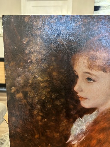 Irene Little Girl Blue Ribbon Renoir Litho Print Texturized 16”x20" Winde print - Picture 4 of 9