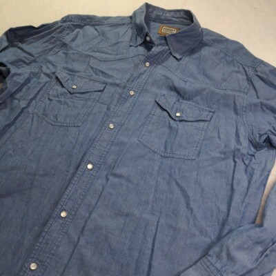 CE Schmidt Workwear Denim Long Sleeve Snap Button Shirt Men's Tall XLT