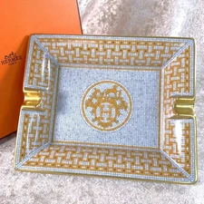 Hermes Paris Cigar Ashtray Mosaique au 24 Gold Change Tray Vide Poche w/Box
