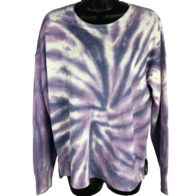 NWT Design History Purple Blue & White Tie Dye Long Sleeve Sweater Size XL