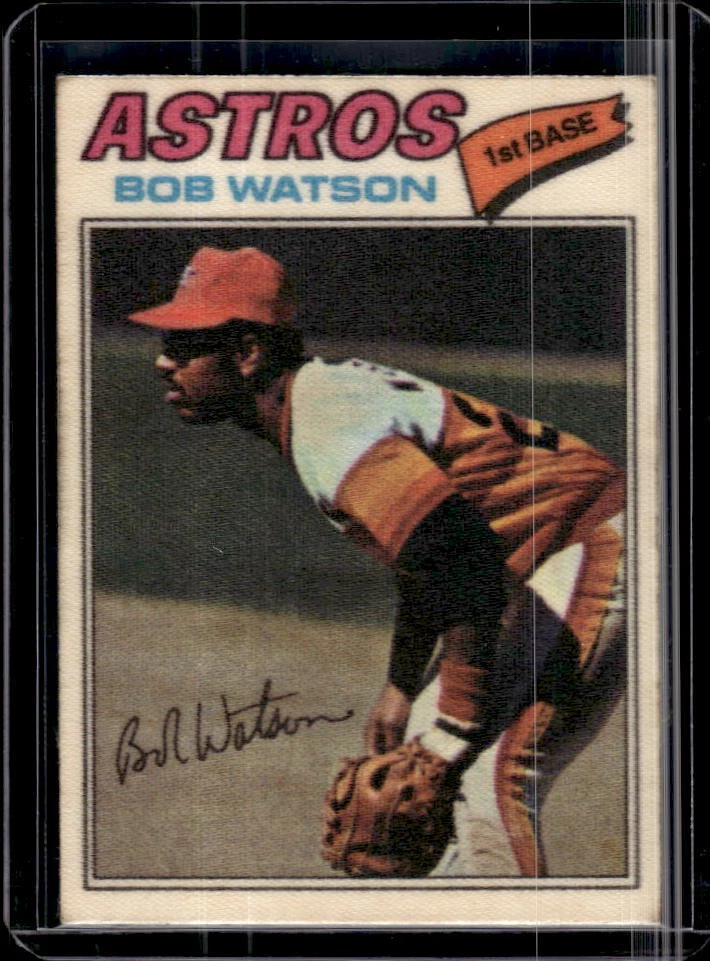 1977 Topps Cloth Stickers #51a Bob Watson
