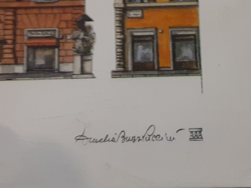 2001 Lithograph Fontana De Trevi Rome Italy Artist Amelia Buzzi Puccini 16 By 4 - Picture 6 of 18