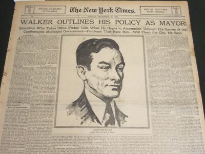 1925 DEC 27 NY TIMES SPECIAL SECTION -WALKER OUTILINES POLICY AS MAYOR - NT 7063