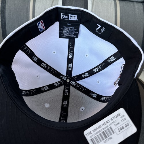 New Era 59Fifty Miami Heat White City Edition Vice Fitted Hat Cap Size 7 3/8 - Picture 5 of 7