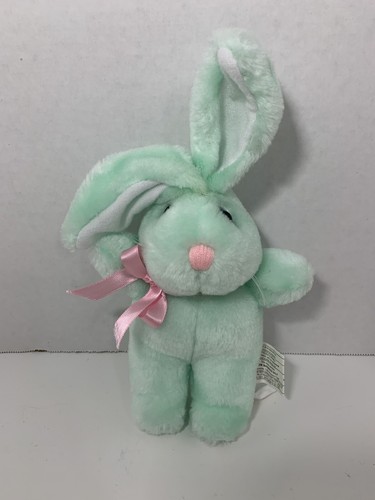 Joelson Industries 1999 kleiner Plüsch mintgrün rosa Schleife Hase Hase Ostern Spielzeug