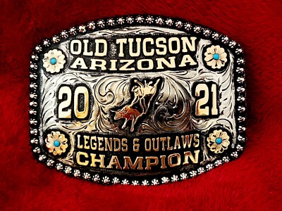 Rodeo Trophy Buckle Champion Legends Bull Ride Old Tucson Arizona 2021 RARE 224
