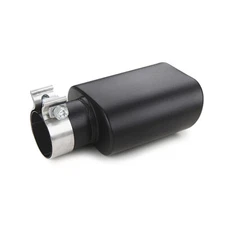 Black Square Exhaust Tip 2.5" Inlet Rectangle 3"x 5.5" Outlet 9.5" Long Clamp on