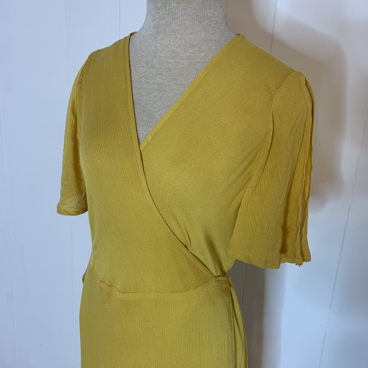Lulus Wrap Maxi Dress XL Much Obliged Golden Yellow Gauzy Draped | eBay
