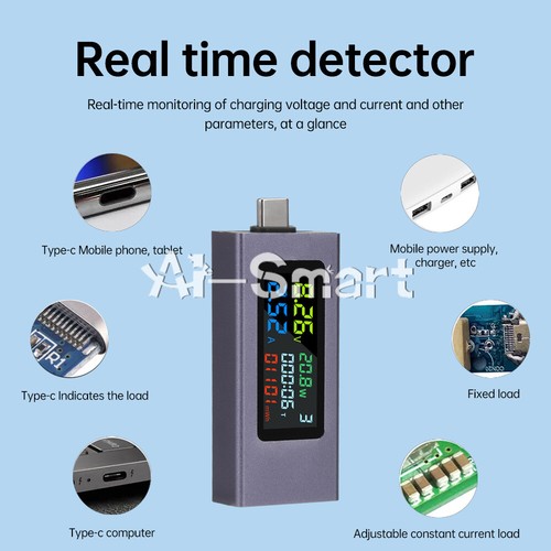 Probador de alimentación USB tipo C medidor de capacidad de corriente de voltaje multímetro LCD DC 4 ~ 30V - Imagen 96 de 114