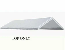 10'X20' White Tarp Top Roof Canopy Replacement Cover (1 1/2"- 2") Leg Poles