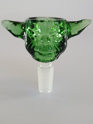 14MM Cool Green Unique Thick Glass Star Wars Yoda Replacement Hookah Bowl Slide 