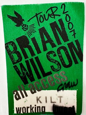 BRIAN WILSON - ACCESS ALL AREAS PASS : Sticky Pass - 2007 UK Tour - BEACH BOYS