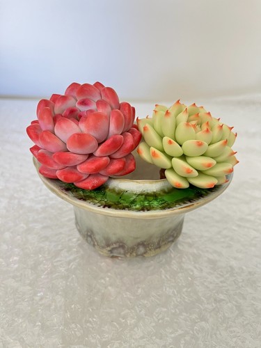 Brand New Hand made Clay Enamel Glazed Succulent Pot/planter Drainage #243 - Picture 7 of 11