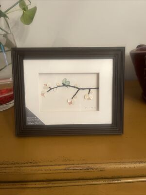 Sharon Nowlan Pebble Art  Blossoms And Butterfly Wings  Frame 10  X 8  New