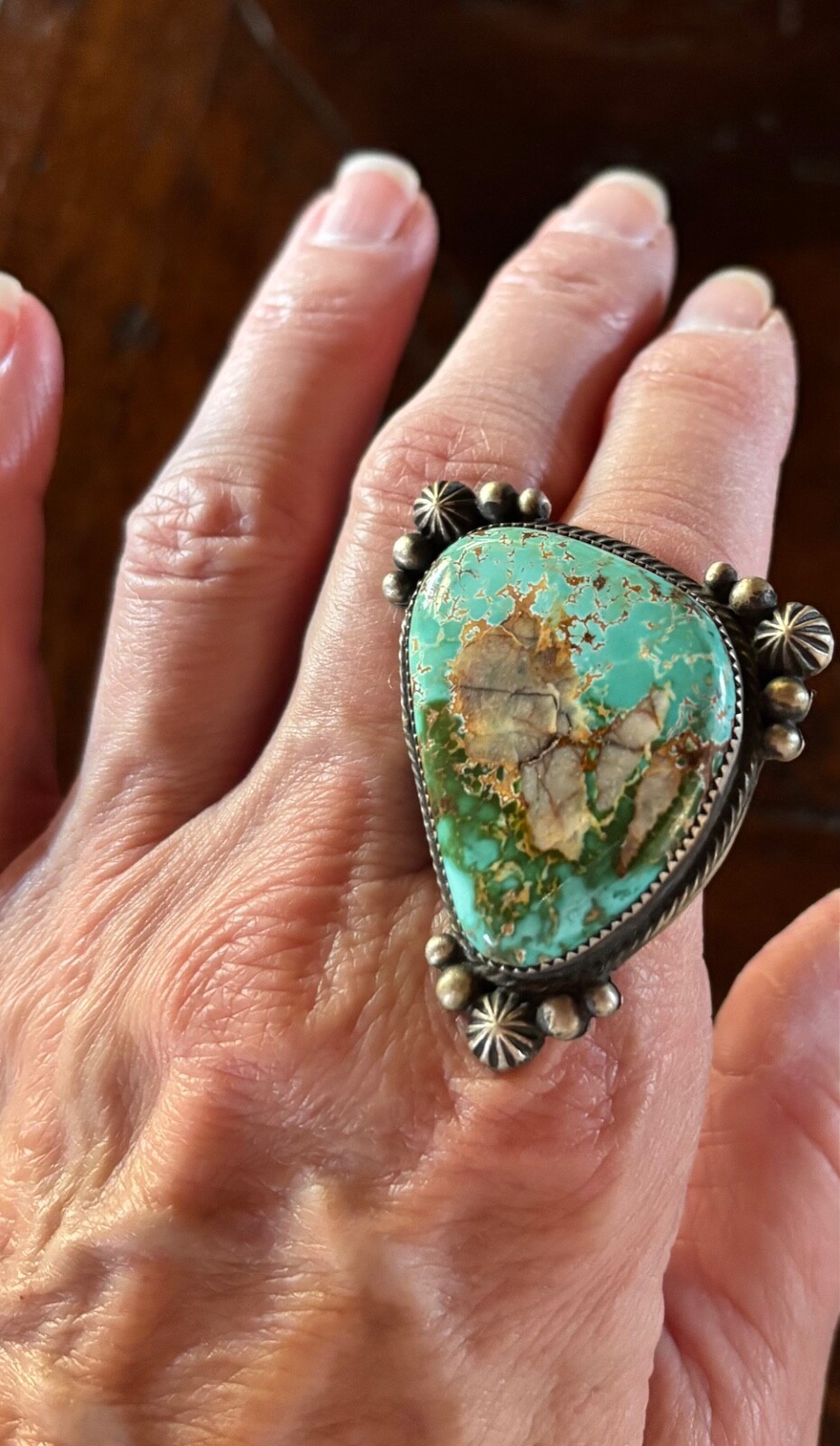 Sublime Silver Royston Turquoise Statement Ring/s… - image 1