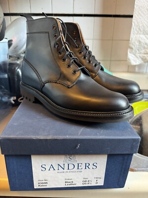 Sanders Kelso Black Leather Boots Men s 9.5 US 8.5 UK New In Box