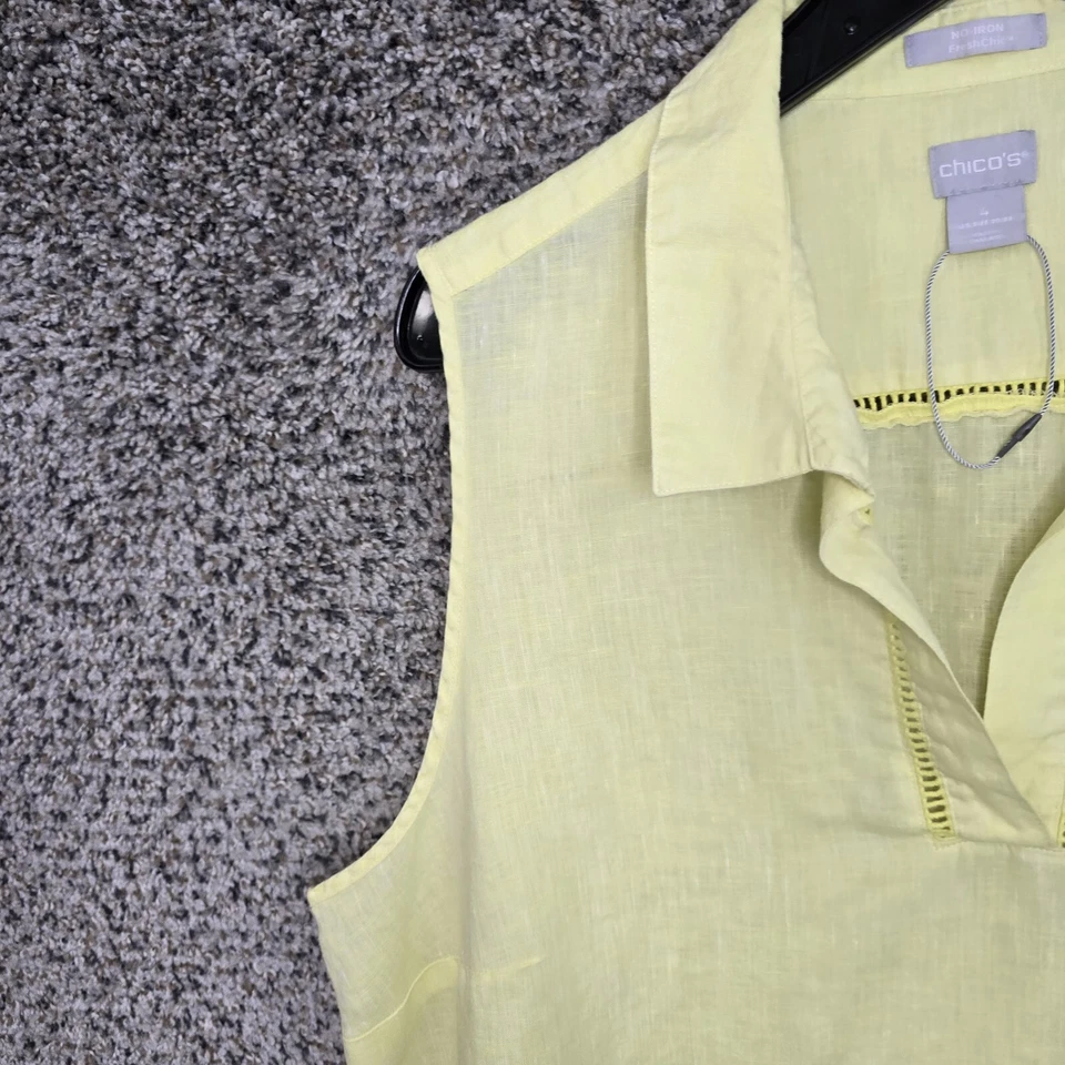 Blusa Chicos Top Mujer 4 US XXL 2XL Amarilla Sin Mangas Sin Hierro Fresca Elegante Foto 3 de 4