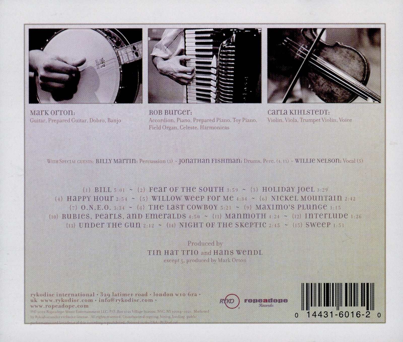 TIN HAT TRIO the rodeo eroded MARK ORTON , BOB BURGER , CARLA KIHLSTEDT