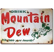 Mountain Dew Sign Metal Soda VINTAGE LOOK  Tin SIGN RETRO SODA Bottle Plaque