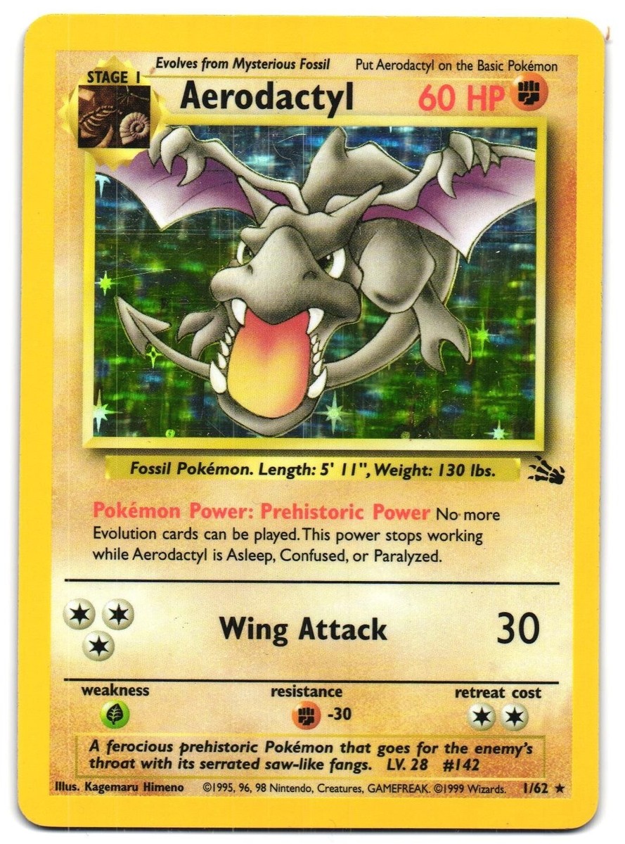 1995 aerodactyl pokemon card value - (1) - Fossil Stage 1 1995 aerodactyl pokemon card value