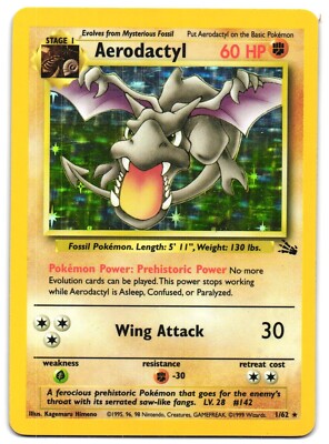 Aerodactyl 英語版 1/62 Aerodacty 1995 Pokemon Game Card # 1 /62 | eBay