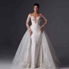 Exquisite Mermaid Wedding Dresses Detachable Train Floor Length Bridal Gowns