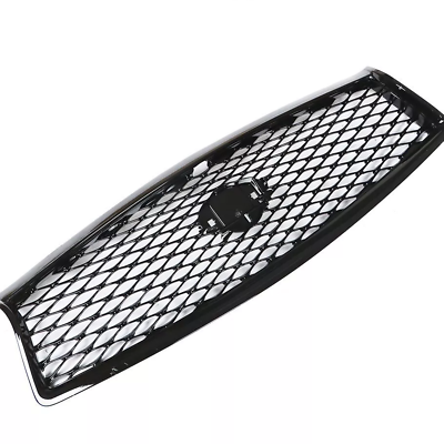Turitrade Front Mesh Bumper Hood Grille For Infiniti Q50 Sedan 2014-2017 | Gloss Black