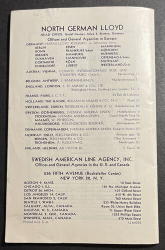 Touristenklasse Passagierliste Gripsholm norddeutsch Lloyd 1954 schwedisch-amerikanisch - Bild 12 von 12