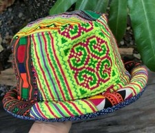 BLUE /& RAINBOW STRIPE CROCHET COTTON KNIT HIPPIE FESTIVAL BUCKET SUN HAT