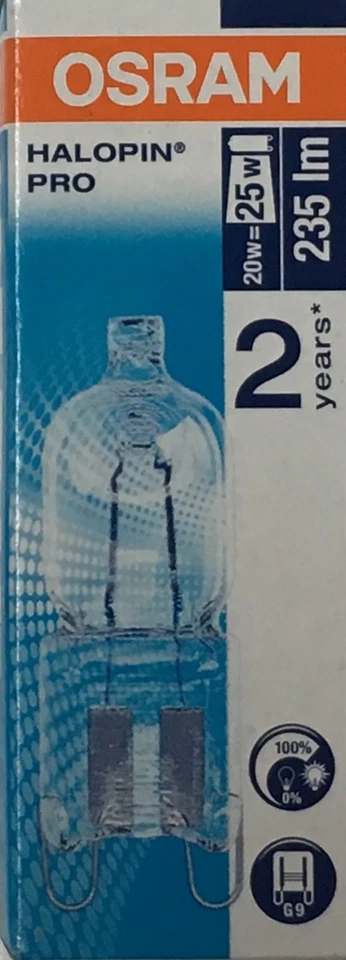 8x Osram 20W G9 Halogen Capsule 240volt 20W = 25W 240v 20 Watt Clear 66720 eco - Image 2 of 4