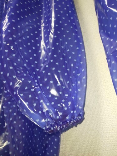 Soft bluish purple PVC vinyl rainsuit translucent hooded jacket pants raincoat - Picture 5 of 16