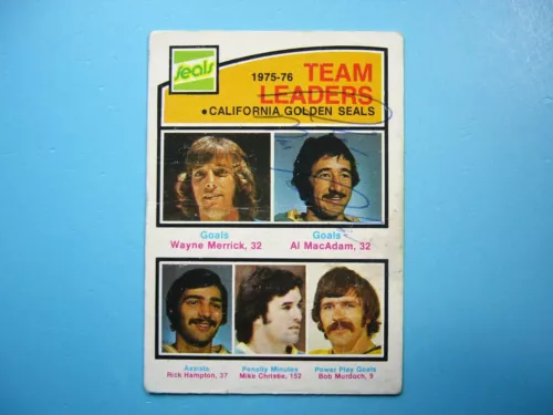 1976/77 O-PEE-CHEE HOCKEY CARD 383 AL MACADAM SEALS LEADER VG AUTO AUTOGRAPH OPC